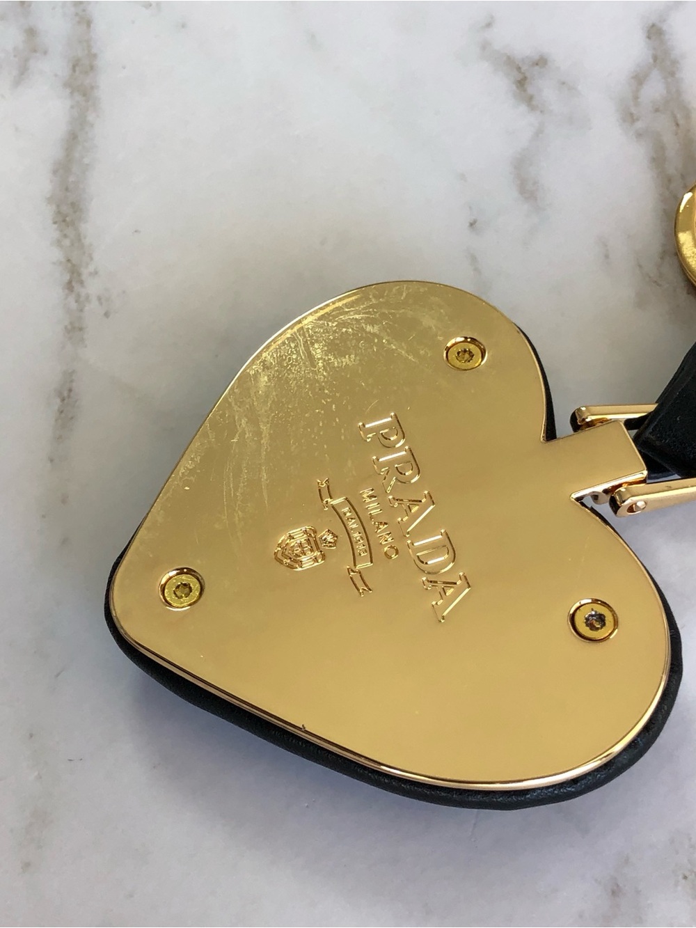 Prada Black Leather Heart Keychain Bag Charm - Picture 3 of 5